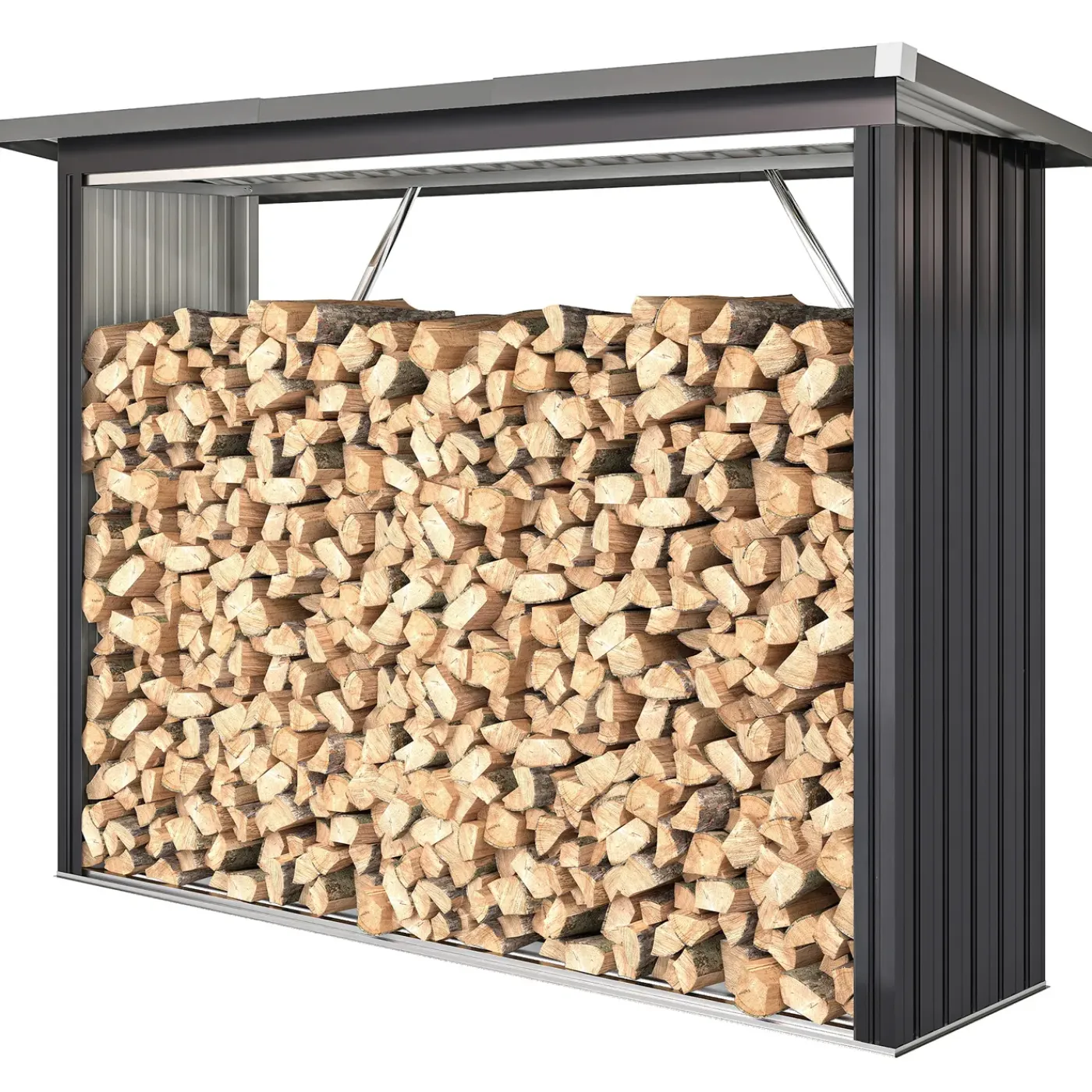 CollaHausse Houtopslag - Gegalvaniseerd Staal Donkergrijs - 213x66,5x150 Cm - Verhoogde Basis Hellend Dak