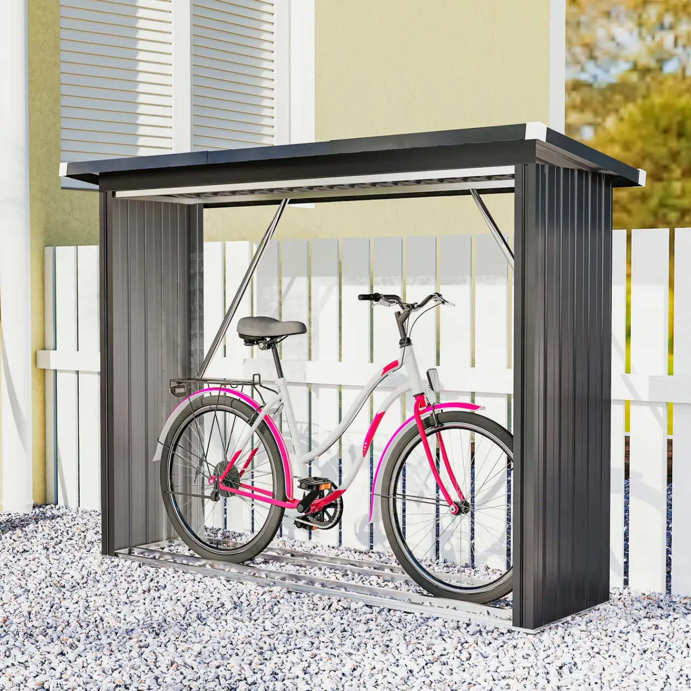 CollaHausse Houtopslag - Gegalvaniseerd Staal Donkergrijs - 213x66,5x150 Cm - Verhoogde Basis Hellend Dak