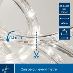 HQ-Power Led Lichtslang 45 M, 36 Leds Per Meter, Koel Wit 6500 K