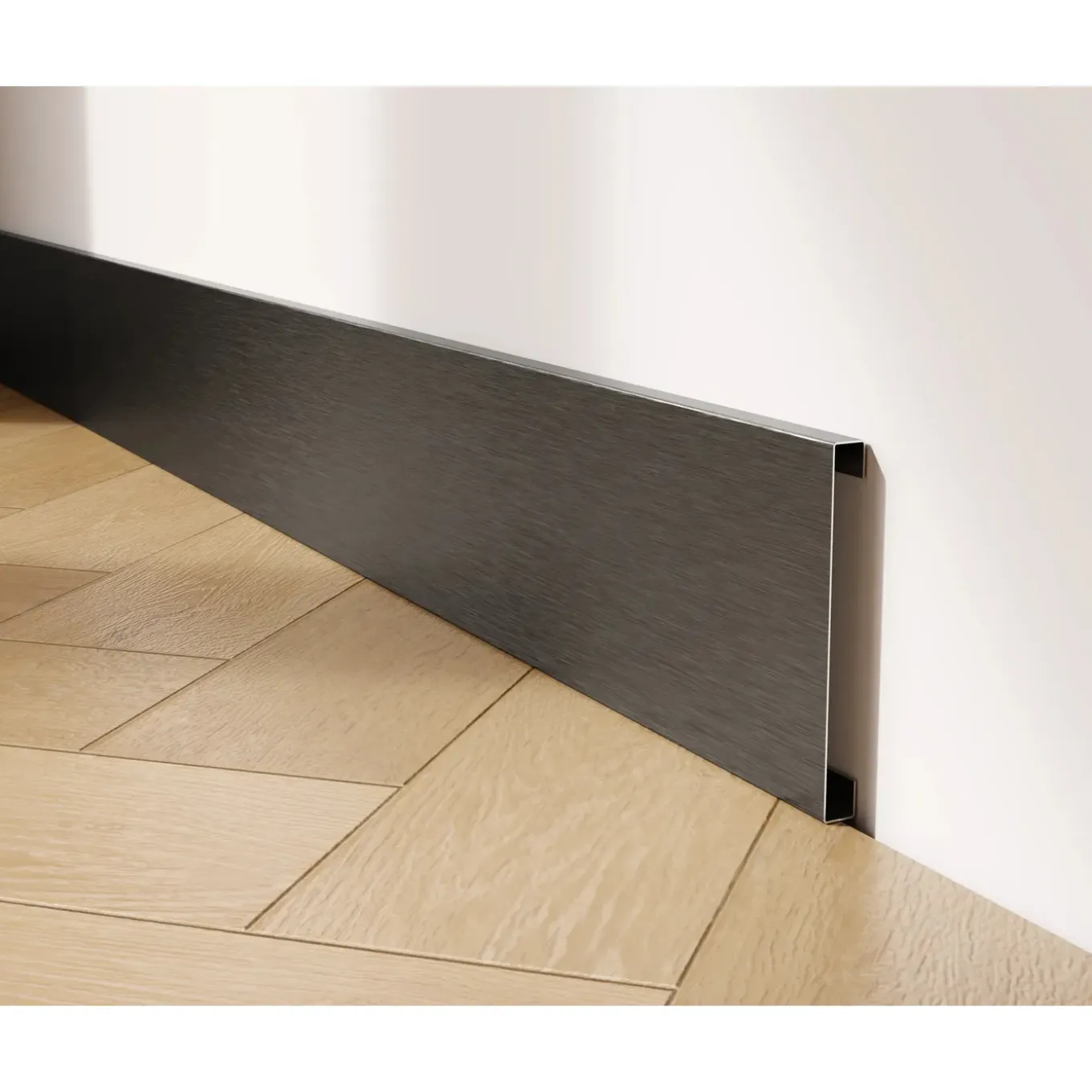 Ilcom Decoratieve Plint FC Van Roestvrij Staal 2700 mm x 100 mm - Zwart Geborsteld