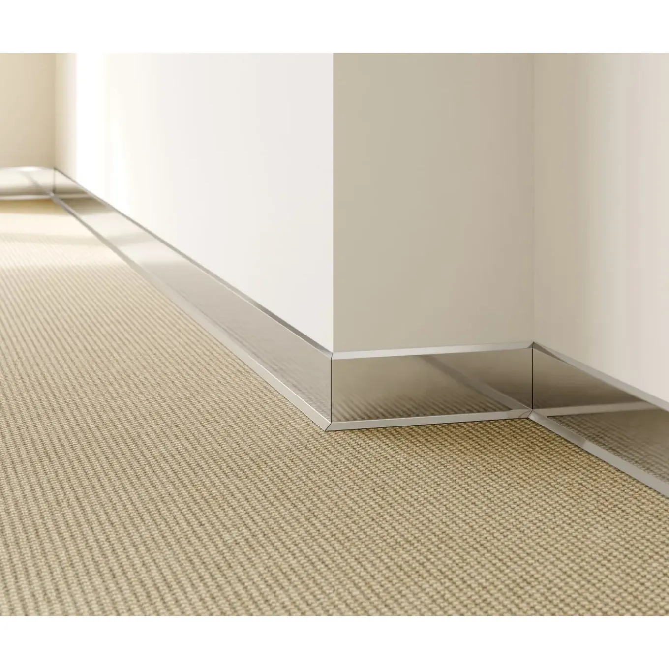 Ilcom decoratieve plint voor muren F Gepolijst zilver - 100mm x 2700mm van roestvrij staal