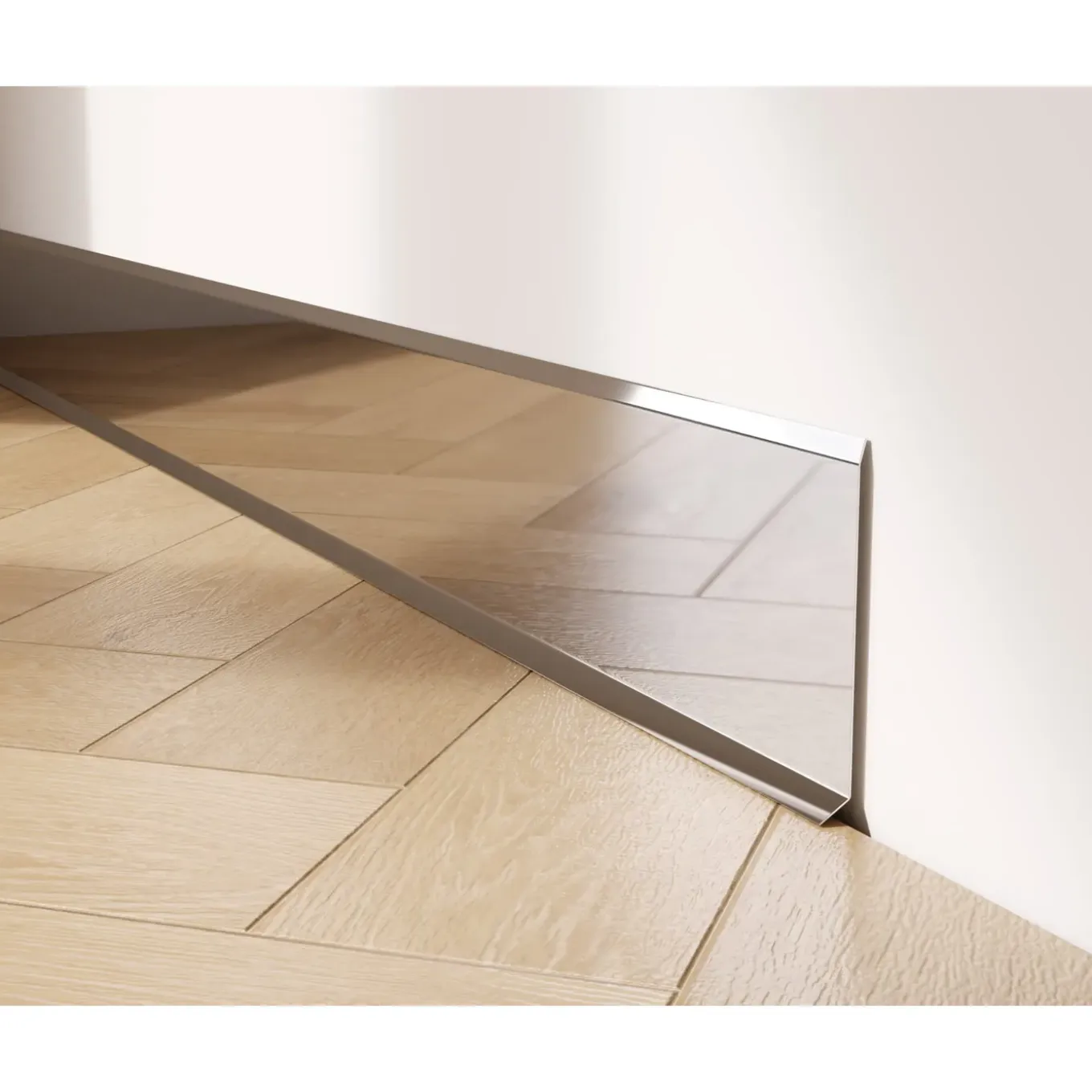Ilcom decoratieve plint voor muren F Gepolijst zilver - 100mm x 2700mm van roestvrij staal