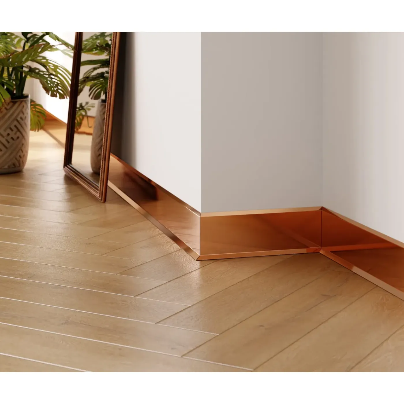 Ilcom Ceramica Ilcom decoratieve plint voor muren F Gepolijst koper - 60mm x 2700mm van roestvrij staal