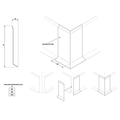 Ilcom Ceramica Ilcom externe hoek voor plint FL Gepolijst zilver- 30mm x 80mm van roestvrij staal