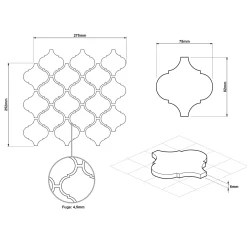 Ilcom mozaïekplaat White Arabesque op netwerk 27.5 cm x 24.3 cm - keramiek voor badkamer of keuken