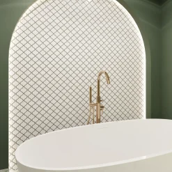Ilcom mozaïekplaat White Arabesque op netwerk 27.5 cm x 24.3 cm - keramiek voor badkamer of keuken