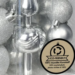 Inge-glas Inge Christmas Kerstballen -39-dlg- Zilver- Kunststof - Met Piek