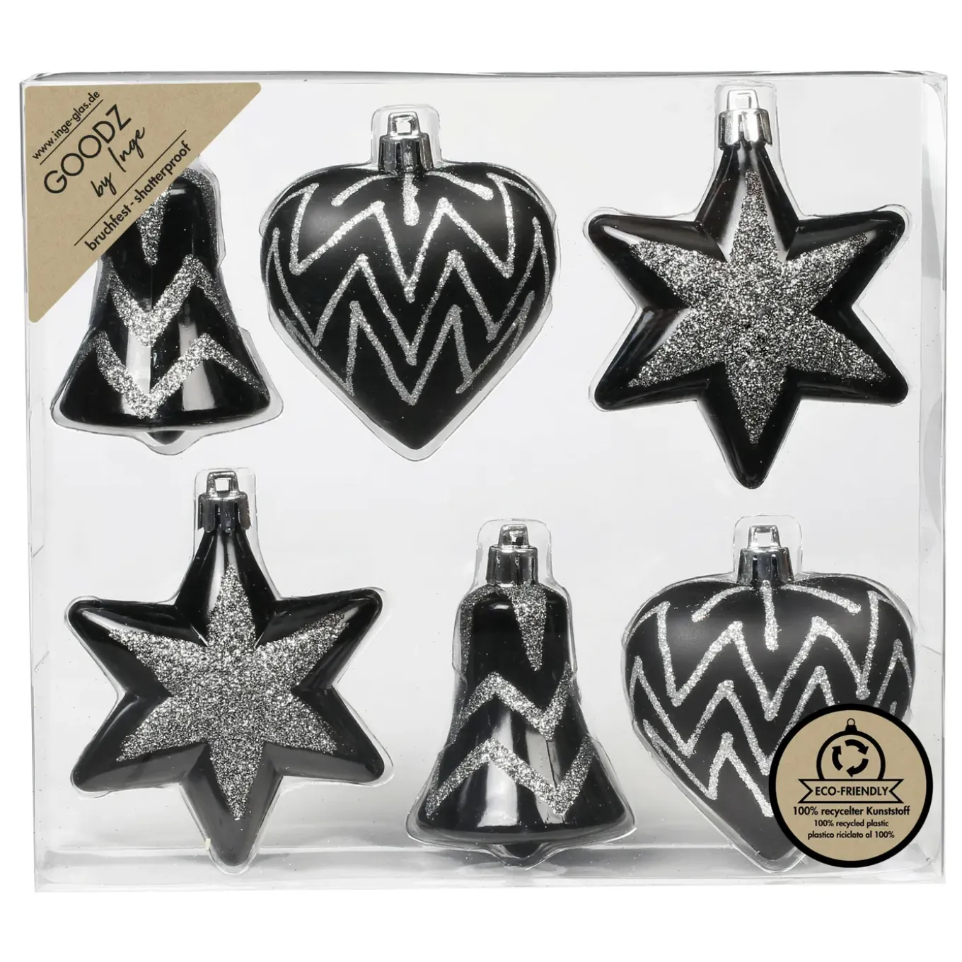 Inge Christmas Kersthangers - 6x - Figuurtjes - Zwart - 9 Cm