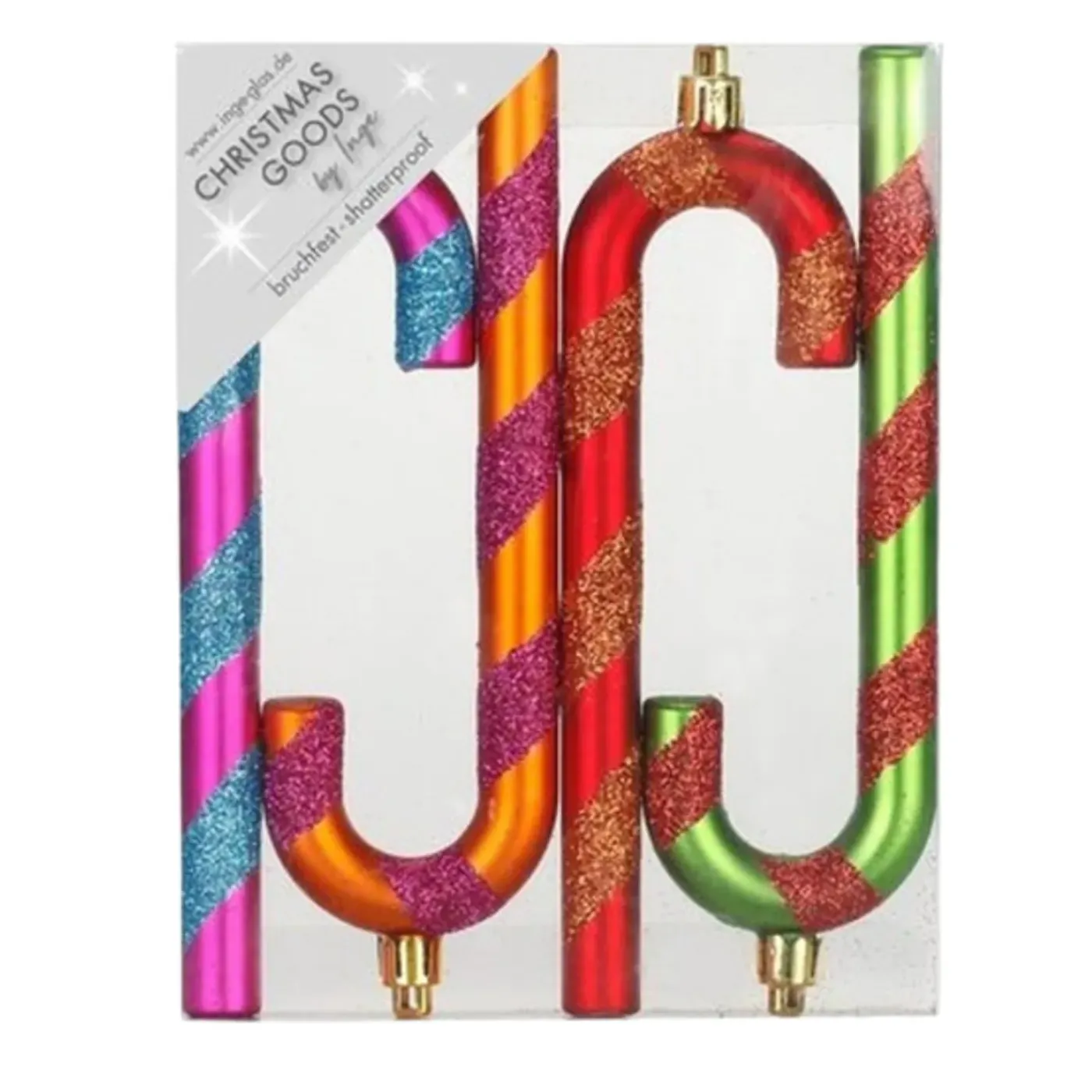 Inge-glas Inge Goods Kersthangers - 4x - Zuurstokken - Gekleurd - 14 Cm