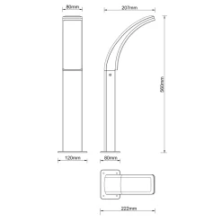 INSPIRE sokkellamp Lakko antraciet 56cm 11W