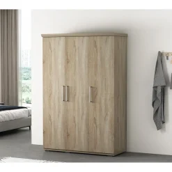 Interiax Kledingkast 'mila' - Sonoma Eik - 3 Deurs - 183x120x52cm