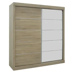 Interiax Kledingkast 'mila' - Sonoma Eik - Schuifdeurkast - 197x182x52 Cm