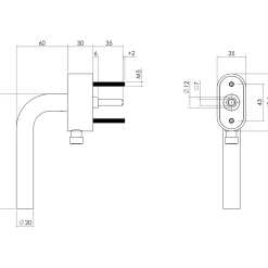 Intersteel Afsluitbare Raamkruk Recht Op Ovale Rozet Met Stift 35mm Rvs Geborsteld Skg***