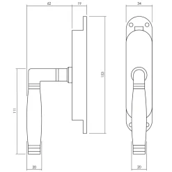 Intersteel Kruk-espagnolet Rechts Ton 222 Met Stangenset 2x 1250 Mm Nikkel Mat/ebbenhout