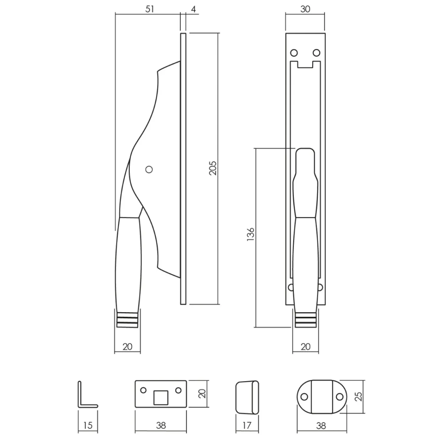 Intersteel Pomp-espagnolet Ton 222 Met Stangenset 2x 1250 Mm Nikkel/ebbenhout