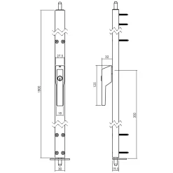 Intersteel Raamespagnolet Afsluitbaar Links 1800mm Met Uitwisselbare Cilinder Aluminium