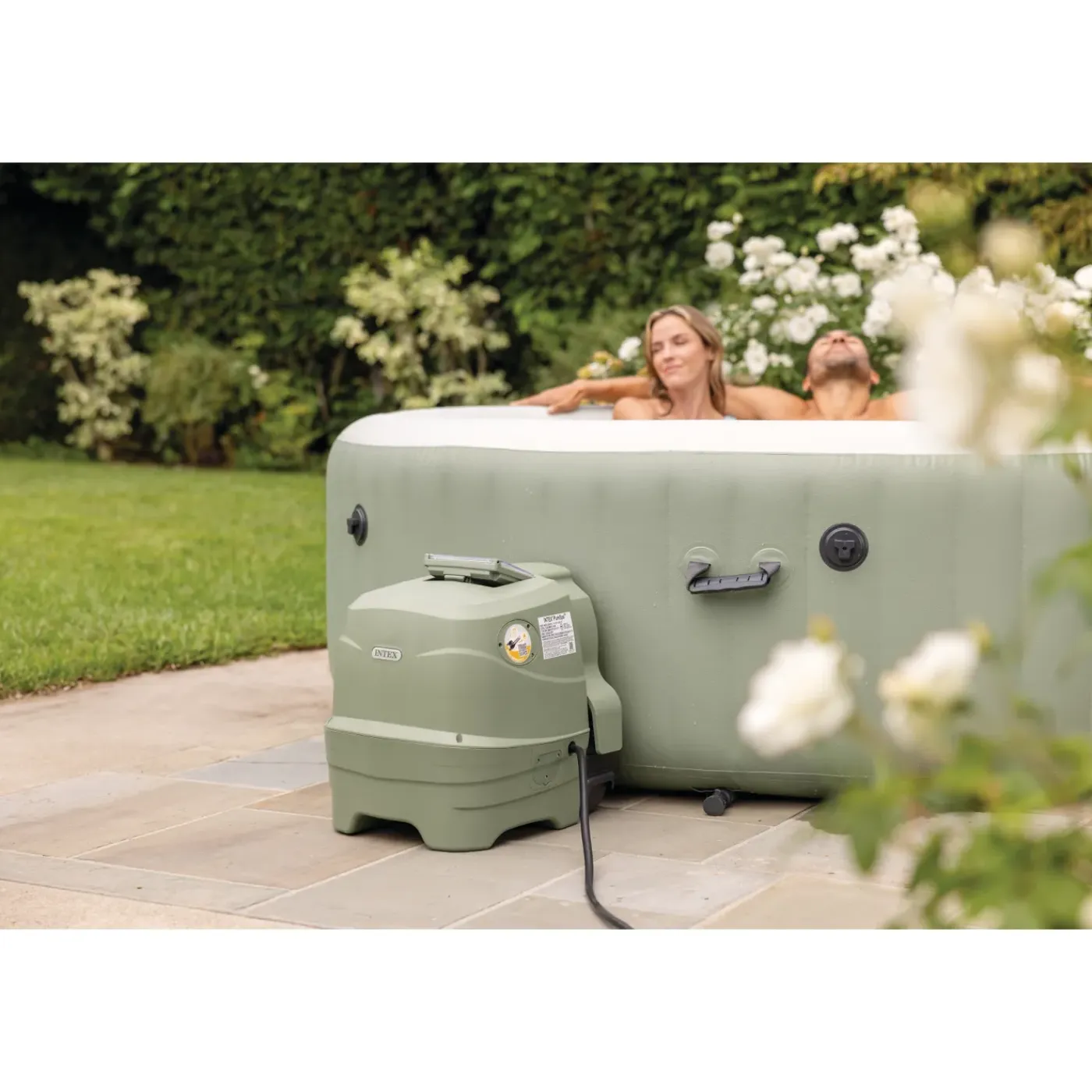 Intex PureSpa Opblaasbare Spa - 1098L - 6 Personen - Olijfgroen - 216x216x71cm