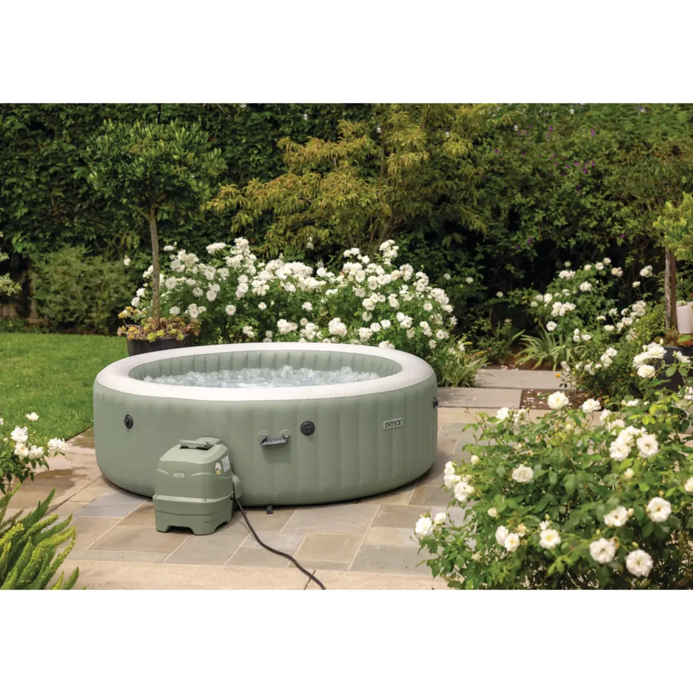 Intex PureSpa Opblaasbare Spa - 1098L - 6 Personen - Olijfgroen - 216x216x71cm