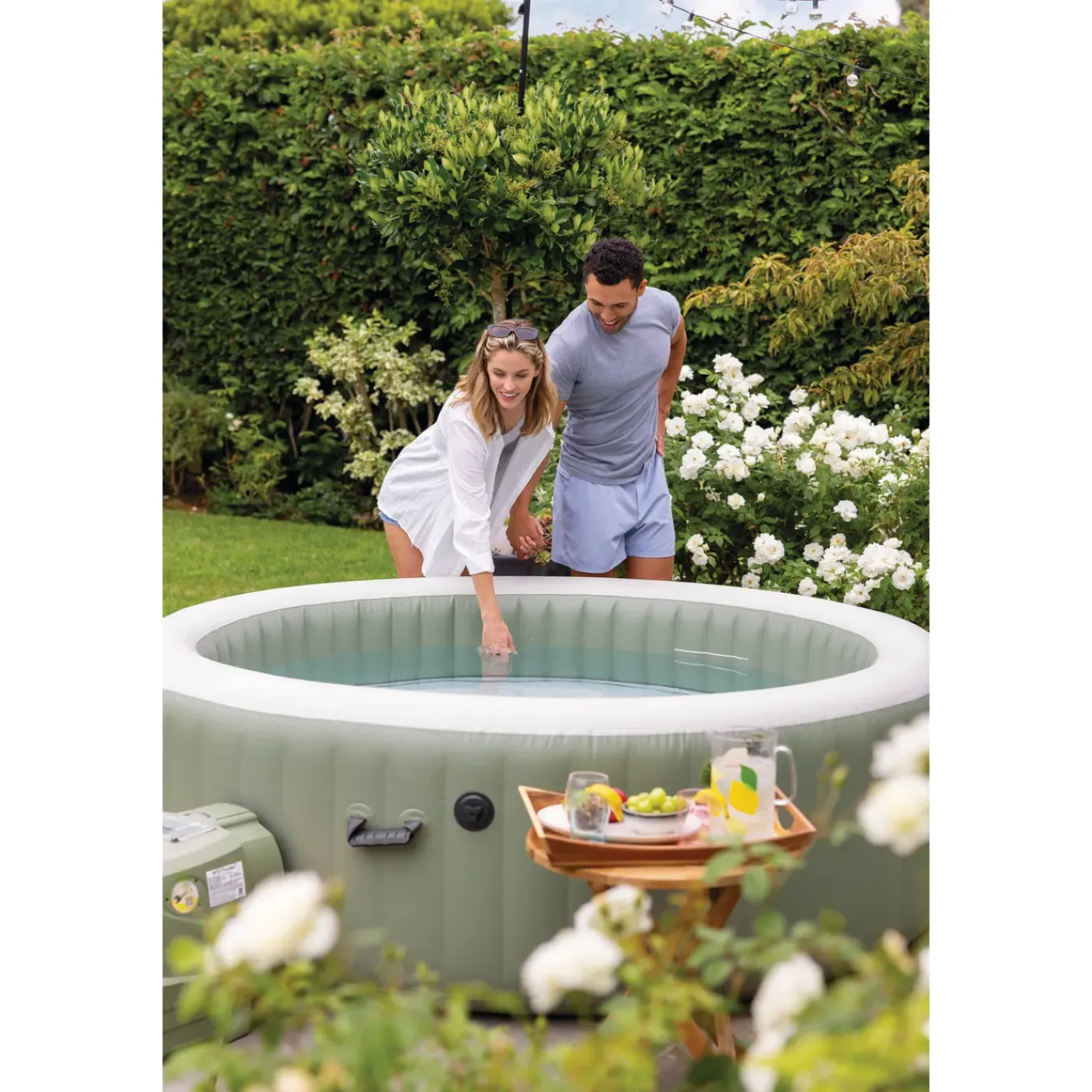 Intex PureSpa Opblaasbare Spa - 1098L - 6 Personen - Olijfgroen - 216x216x71cm