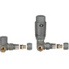 Invena Grafiet axiaal thermostatische hoek set verwarmer PEX/Koper radiator aansluiting