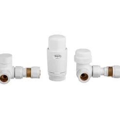 Invena Witte axiaal thermostatische hoek set verwarmer PEX/Koper radiatoraansluiting