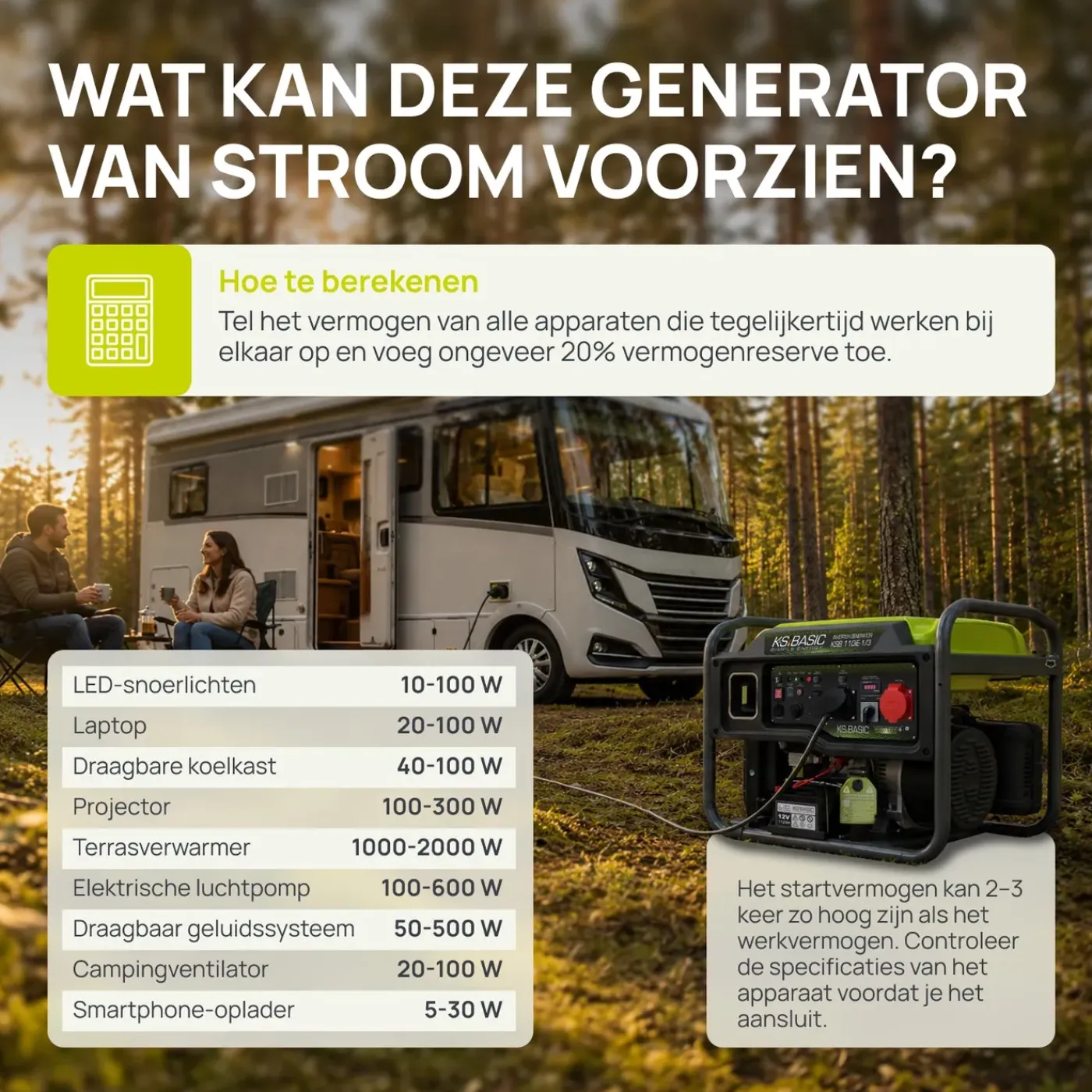 Könner & Söhnen Invertergenerator Ksb 110ie-1/3 11kW 230V/400V LED 12 V uitgang en USB-poort