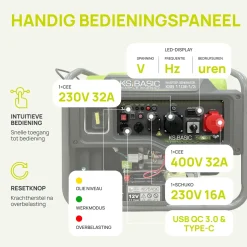 Könner & Söhnen Invertergenerator Ksb 110ie-1/3 11kW 230V/400V LED 12 V uitgang en USB-poort