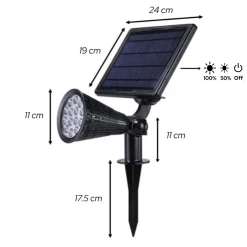 Iplux® Iplux Solar Led Tuinspot Pro+ 1200 Lumen - Hoge Kwaliteit Solar Prikspot - Brandduur 15 Uur
