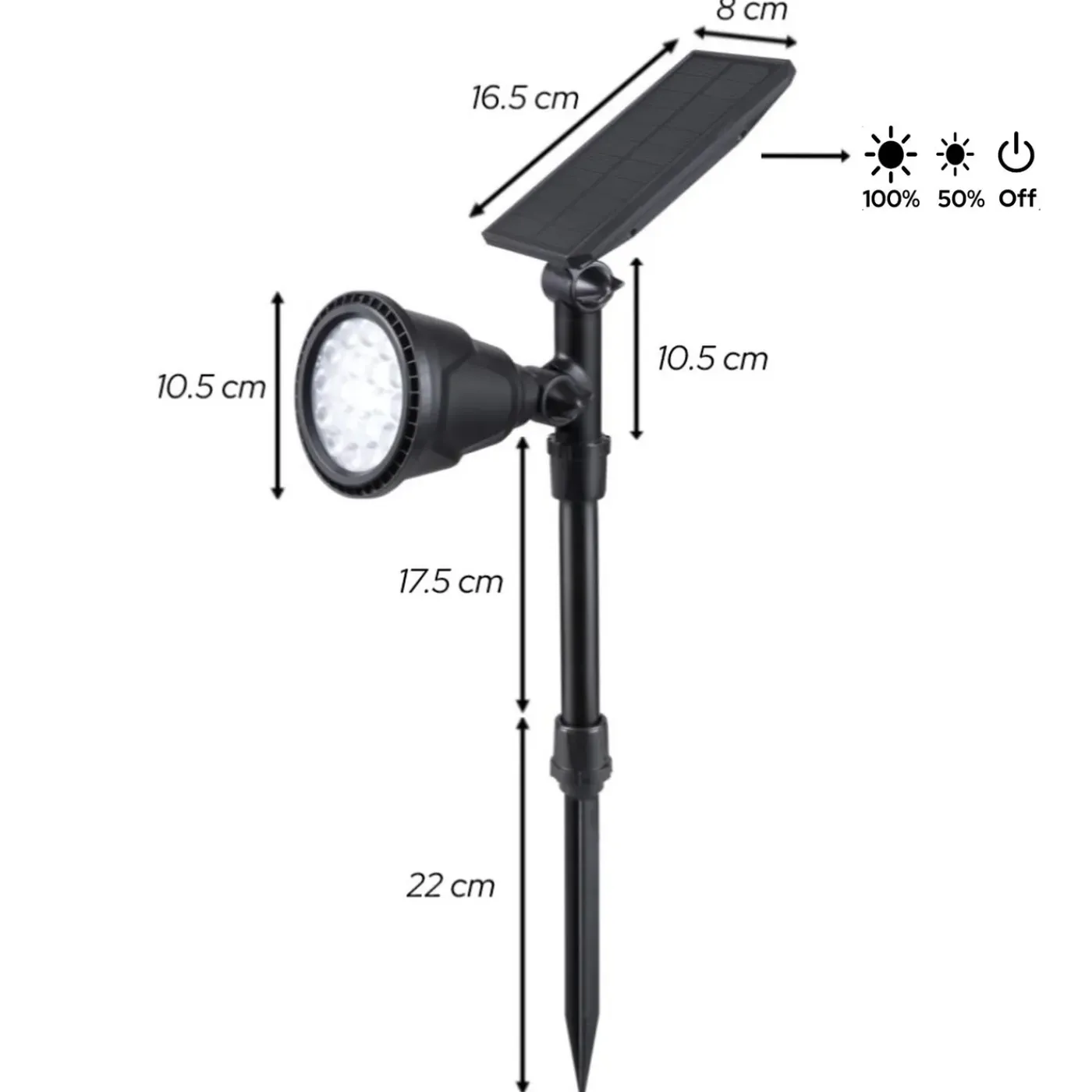 Iplux® Iplux Solar Led Tuinspot Pro Performance 600 Lumen - Hoge Kwaliteit Prikspot - Brandduur 15 Uur