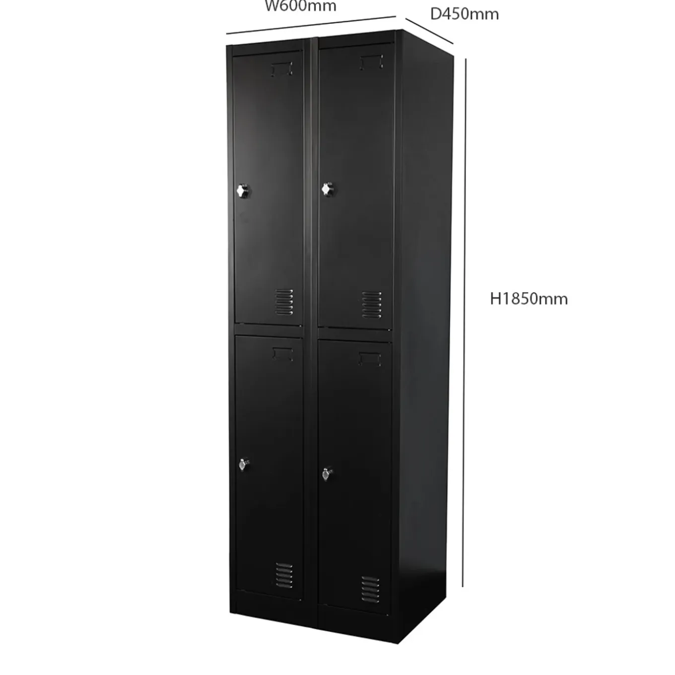 Ivol Ivol Metalen Lockerkast Zwart - 60x185x45 Cm - 4 Deurs