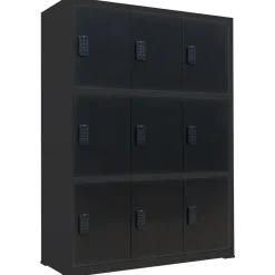 Ivol Lockerkast Met Digitaal Cijferslot - Zwart - 112x42x150 Cm - 9 Lockers