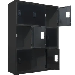 Ivol Lockerkast Met Digitaal Cijferslot - Zwart - 112x42x150 Cm - 9 Lockers