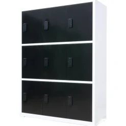 Ivol Lockerkast Met Digitaal Cijferslot - Zwart/wit - 112x42x150 Cm - 9 Lockers