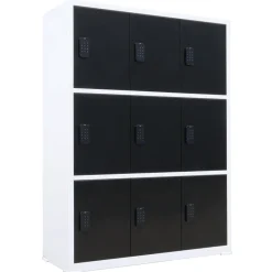 Ivol Lockerkast Met Digitaal Cijferslot - Zwart/wit - 112x42x150 Cm - 9 Lockers