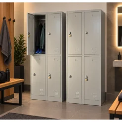 Ivol Metalen Lockerkast Grijs - 60x185x45 Cm - 4 Deurs