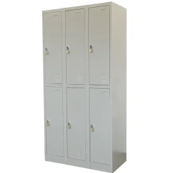 IVOL Metalen Lockerkast Grijs - 90x185x45 Cm - 6 Deurs