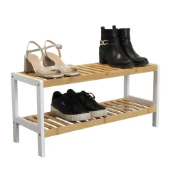 IVOL Schoenenrek Bamboe (2 Niveaus) - Schoenenkast 70x33x26 Cm