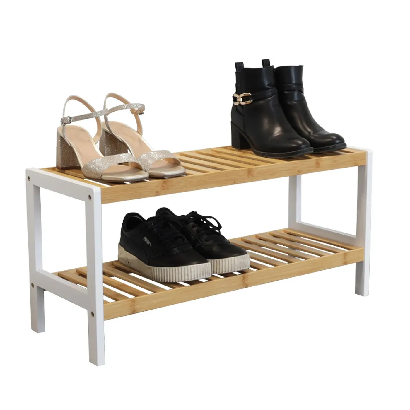 IVOL Schoenenrek Bamboe (2 Niveaus) - Schoenenkast 70x33x26 Cm