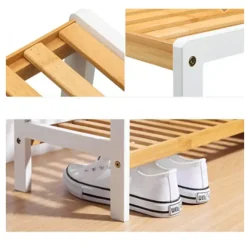 IVOL Schoenenrek Bamboe (2 Niveaus) - Schoenenkast 70x33x26 Cm