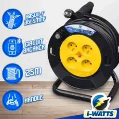 I-WATTS PRO - - Elektrische Haspel 4 Stopcontacten 25m-3g1.5-ho5