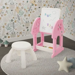Joyz 2 In 1 Kinderzitgroep Met Speeltafel En Stoel Roze-wit Hdpe Kindertafel Vanaf 3 Jaar