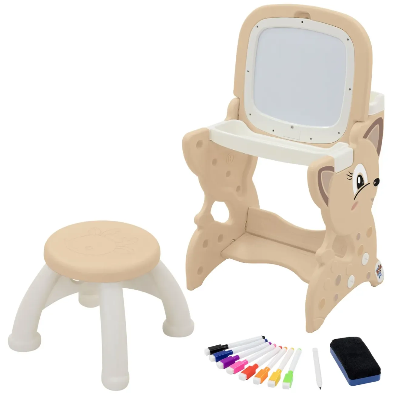 Joyz 3-in-1 Speeltafel Kinder Tekentafel Accessoires Bruin Lcd Whiteboard Schildersezel