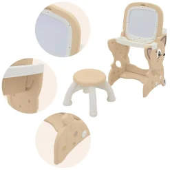 Joyz 3-in-1 Speeltafel Kinder Tekentafel Accessoires Bruin Lcd Whiteboard Schildersezel