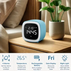 Justanotherproduct Tv Alarm Klok Ap18 Wekker Met Nachtlamp En Temperatuurweergave
