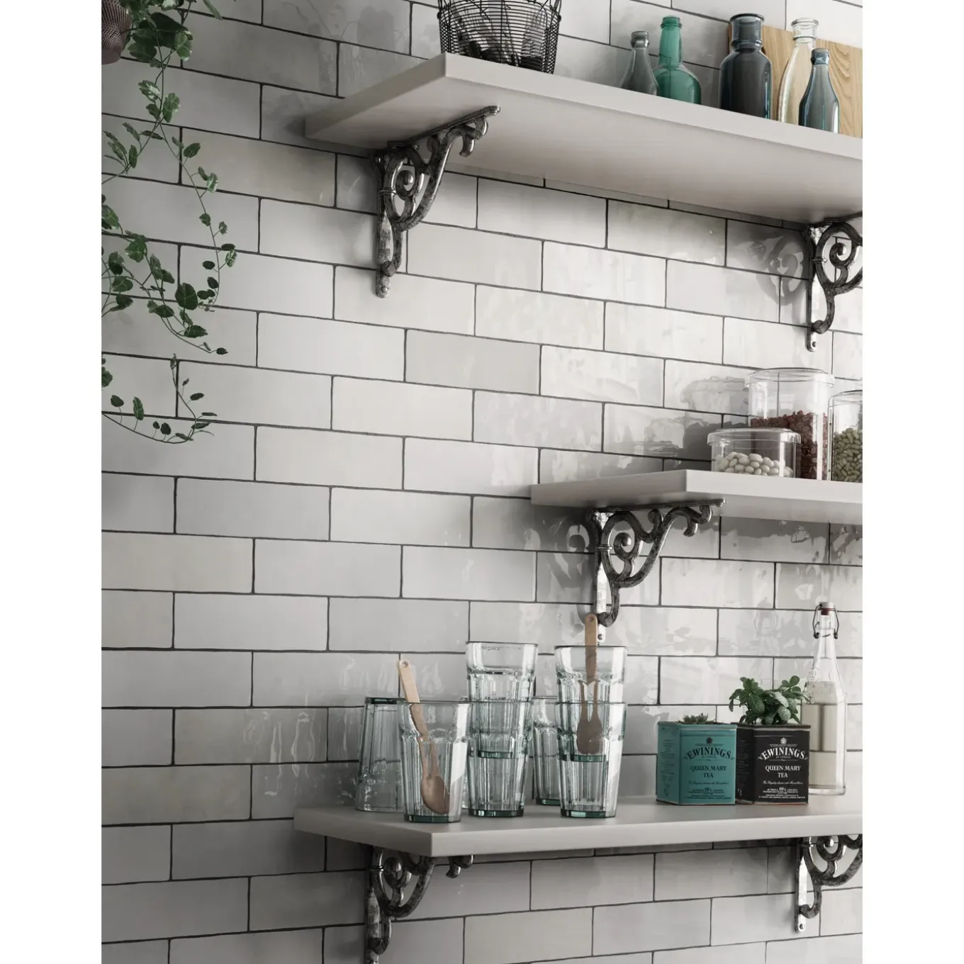 Kerabo - Tegels - Atelier Wit Glans - Vintagelook - Wit - 6x24,6 Cm - 0,50 M²