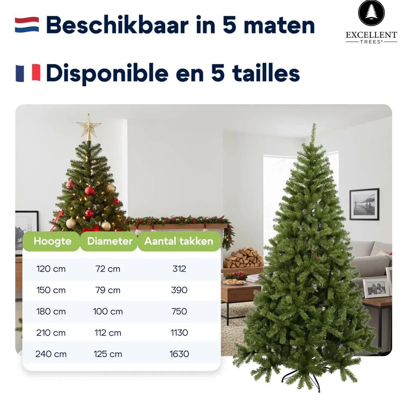 Kerstboom Excellent Trees Oppdal 120 Cm - Slanke Kunstkerstboom