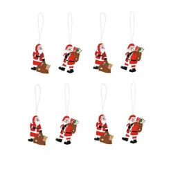 G. Wurm Kersthangers - 8x - Kerstman - Hout - 6 Cm - Kerstornamenten