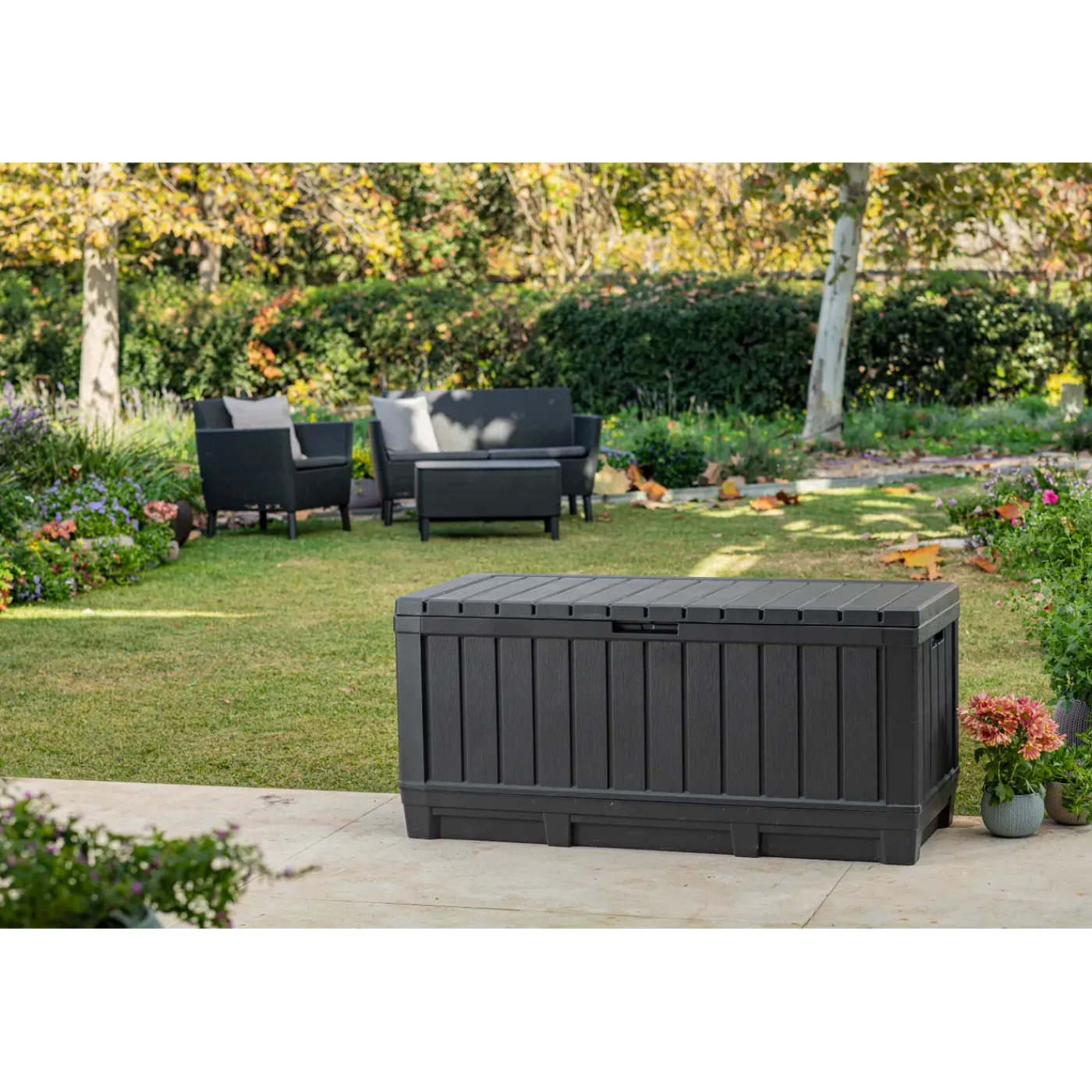 Keter Kentwood Opbergbox – Antraciet – 350L - 128x53,6x59cm