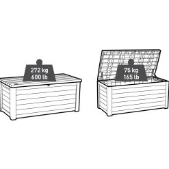 Keter Kussenbox Northwood - Houtlook - Antraciet - 630L - 155,4x73x69,3cm