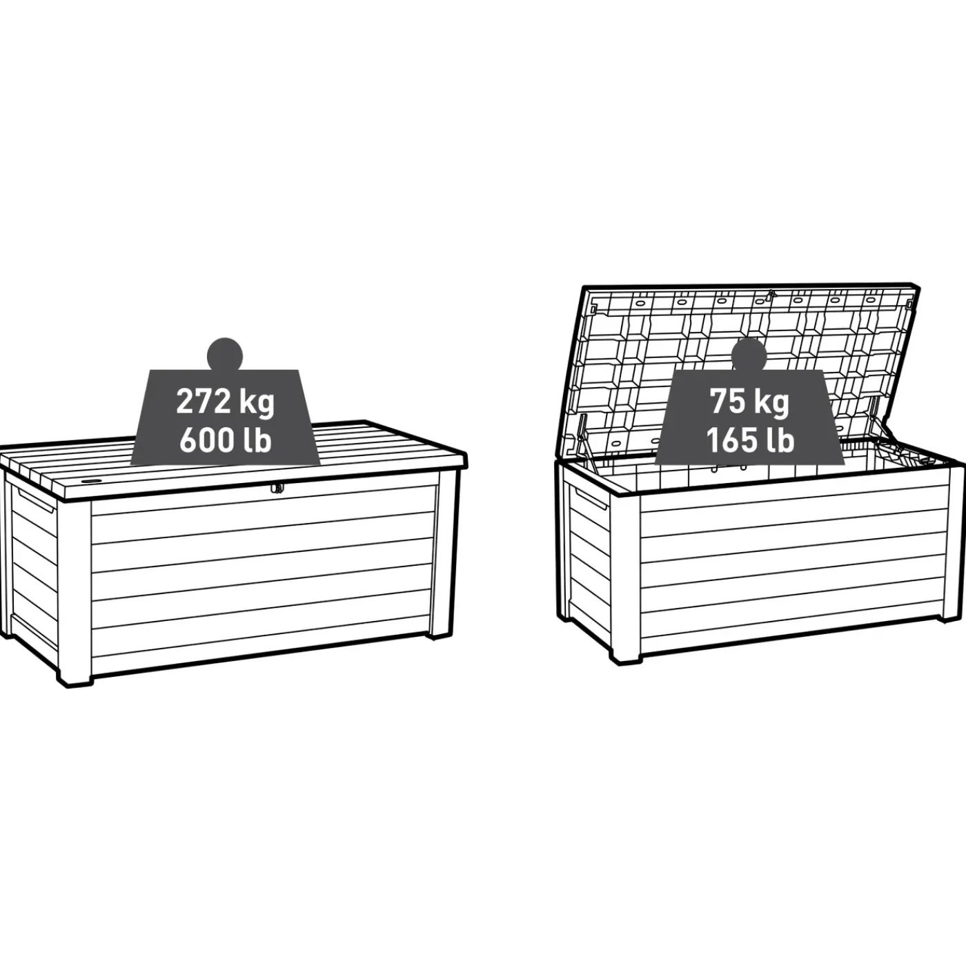 Keter Kussenbox Northwood - Houtlook - Antraciet - 630L - 155,4x73x69,3cm